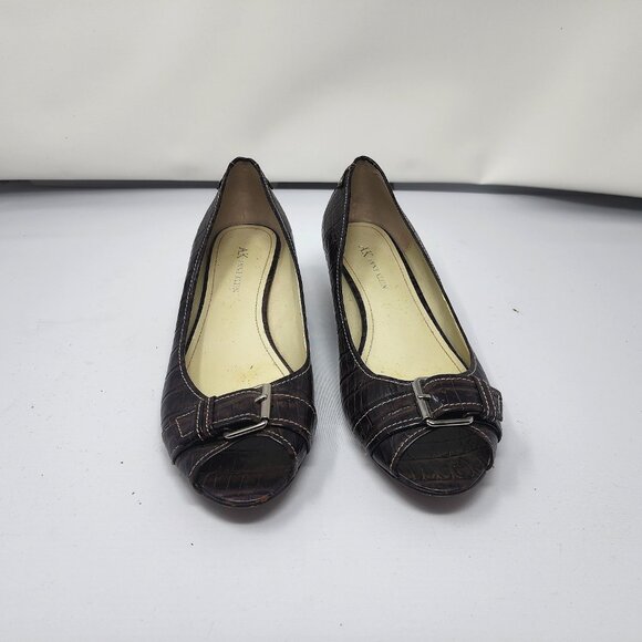 Anne Klein open toe low heel pumps sz 8 - Picture 3 of 5